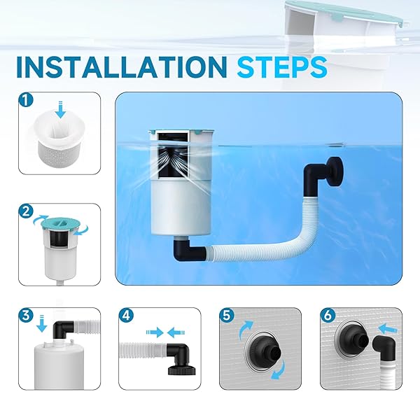 VALDORENA SURFACE FLOAT SKIMMER,NO INSTALLATION REQUIRED, NO ADJUSTABLE BRACKET REQUIRED,COMES WITH 10 FILTER SOCKS, SPECIAL NOTE: THE POOL PUMP FLOW RATE MUST NOT EXCEED 2100 GPH (TURQUOISE)