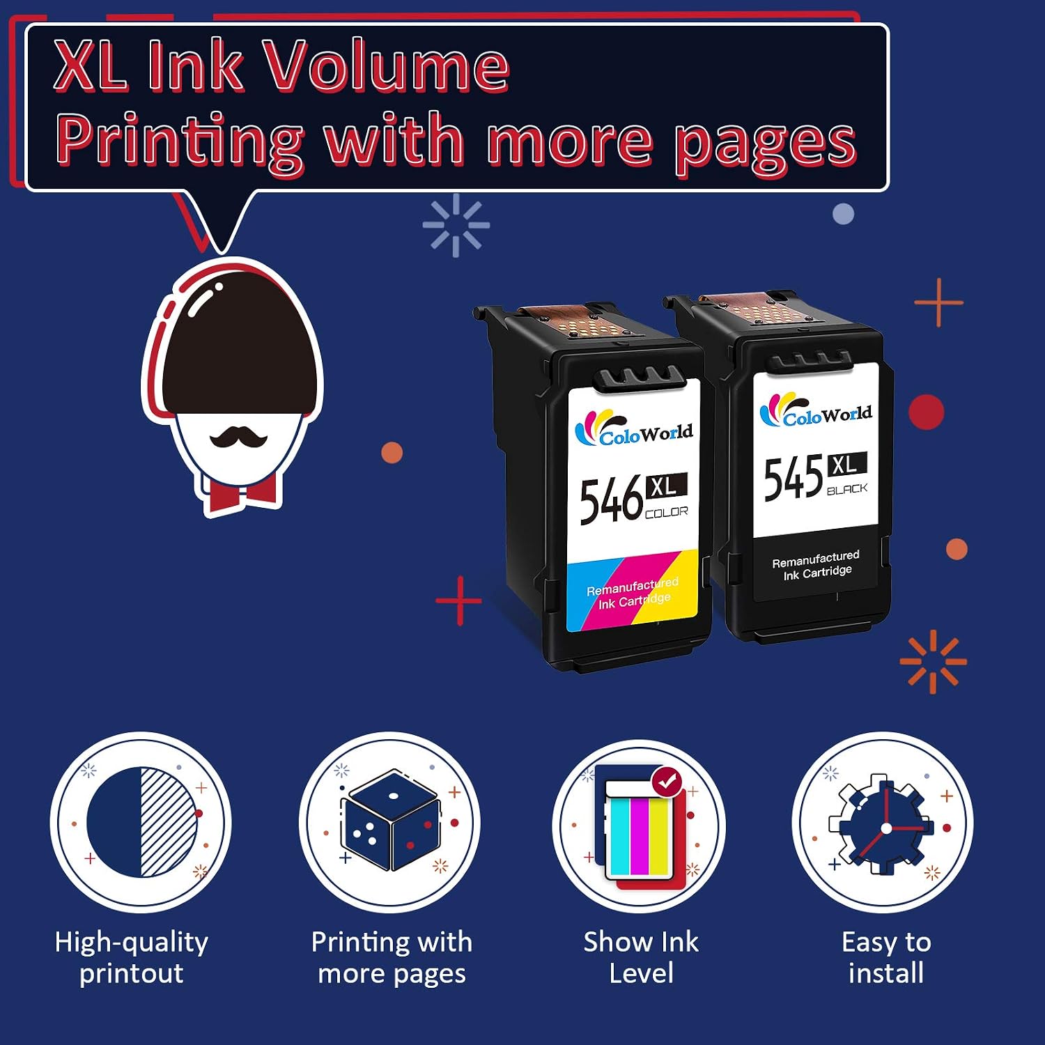 545 546 Ink Cartridges XL-Replacement for Canon 545 546 High Yield Ink Cartridges-Printer Ink PG-545/CL-546 for Pixma TS3300 TS3150 TS3350 TS3355 TS3450 MG2551s MG2550s TR4550 TR4551 iP2850 MX495 - Image 5