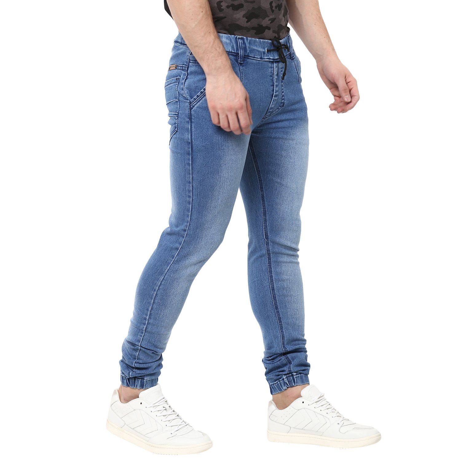 urbano fashion men's light blue slim fit stretch jogger jeans