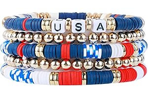 ecozran Friendship Bracelets - Beaded Bracelets Set for Teen Women, Stretchable Preppy Bracelets, Stackable & Colorful Bracelets - Ideal Gifts, 4th of July, Halloween, Christmas