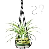 Hanging Planter Indoor, Macrame Plant Hanger, No Tassels Plants Basket Flower Pot Holder with Wood Beads Decorative and Ceili