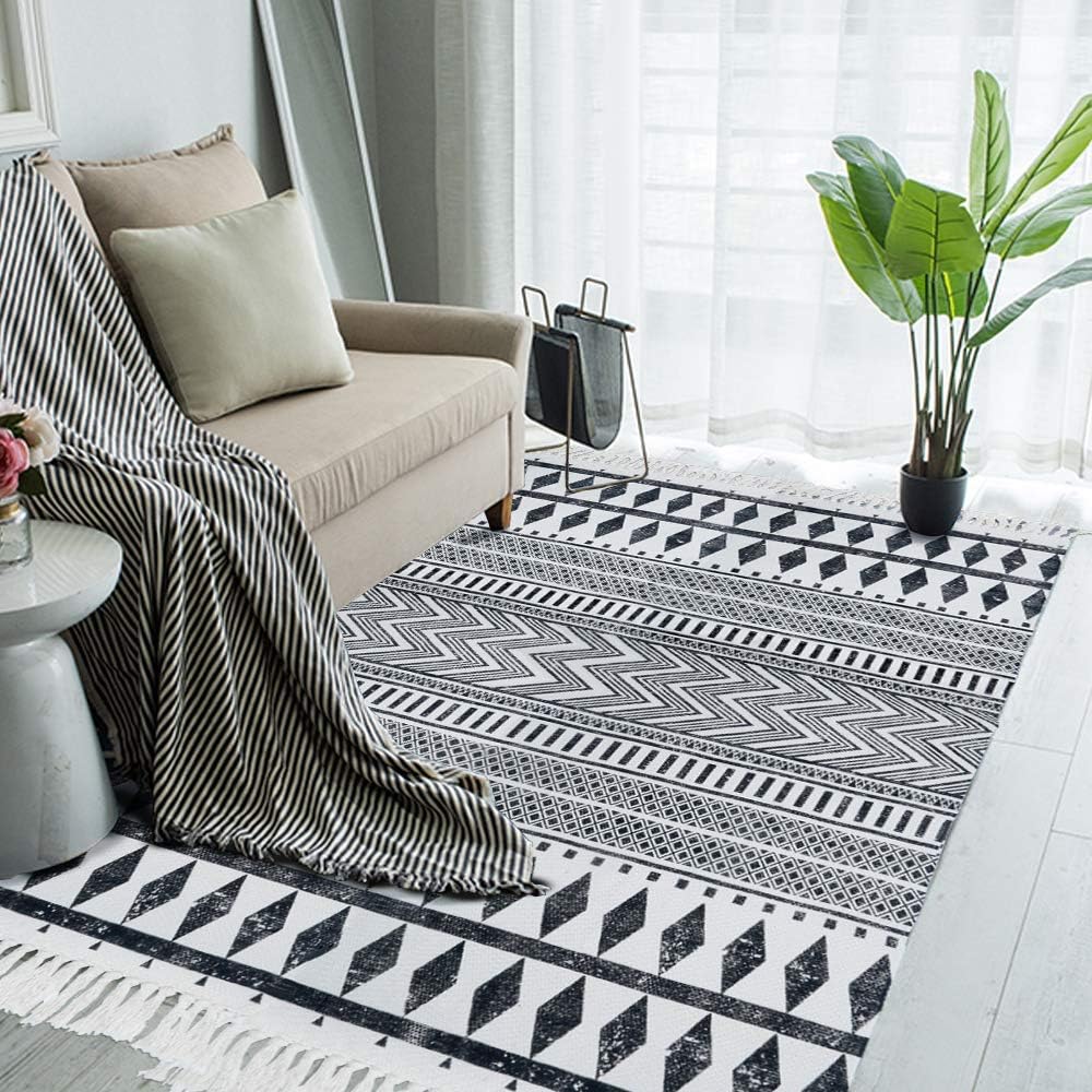 HEBE Large Cotton Area Rugs 3'x5' Machine Washable Printed