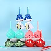 Tanlade Under the Sea Party Plastic Cups 10 oz Ocean Sea Shark Seashell Crab Turtle Fish Octopus Cups with Straw Lids for Ocean Themed Beach Birthday Party Supplies(12 Pcs)