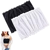 SZMUHLNY Women Lace Tube Tops Modesty Panel Cleavage Cover for Low Neckline Lace Strapless Bra Bandeau Top Chest Wrap Girls