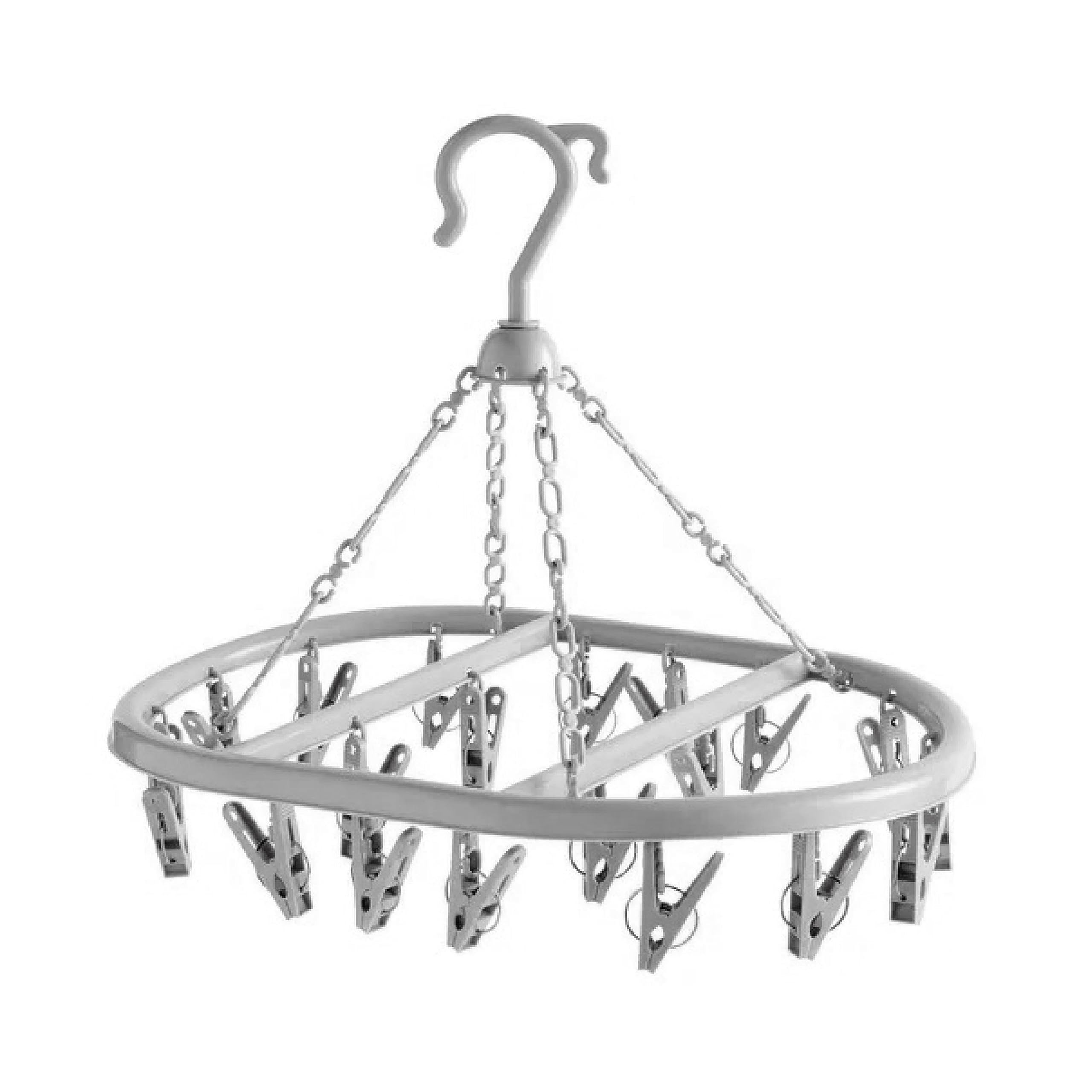 Lizzy | Clothes Airer | 20 Pegs, Grey, Reusable Plastic | Lightweight, Collapsible, Windproof, Space-Saving | Multipurpose Indoor Outdoor Drying for Socks, Lingerie, Small Laundry