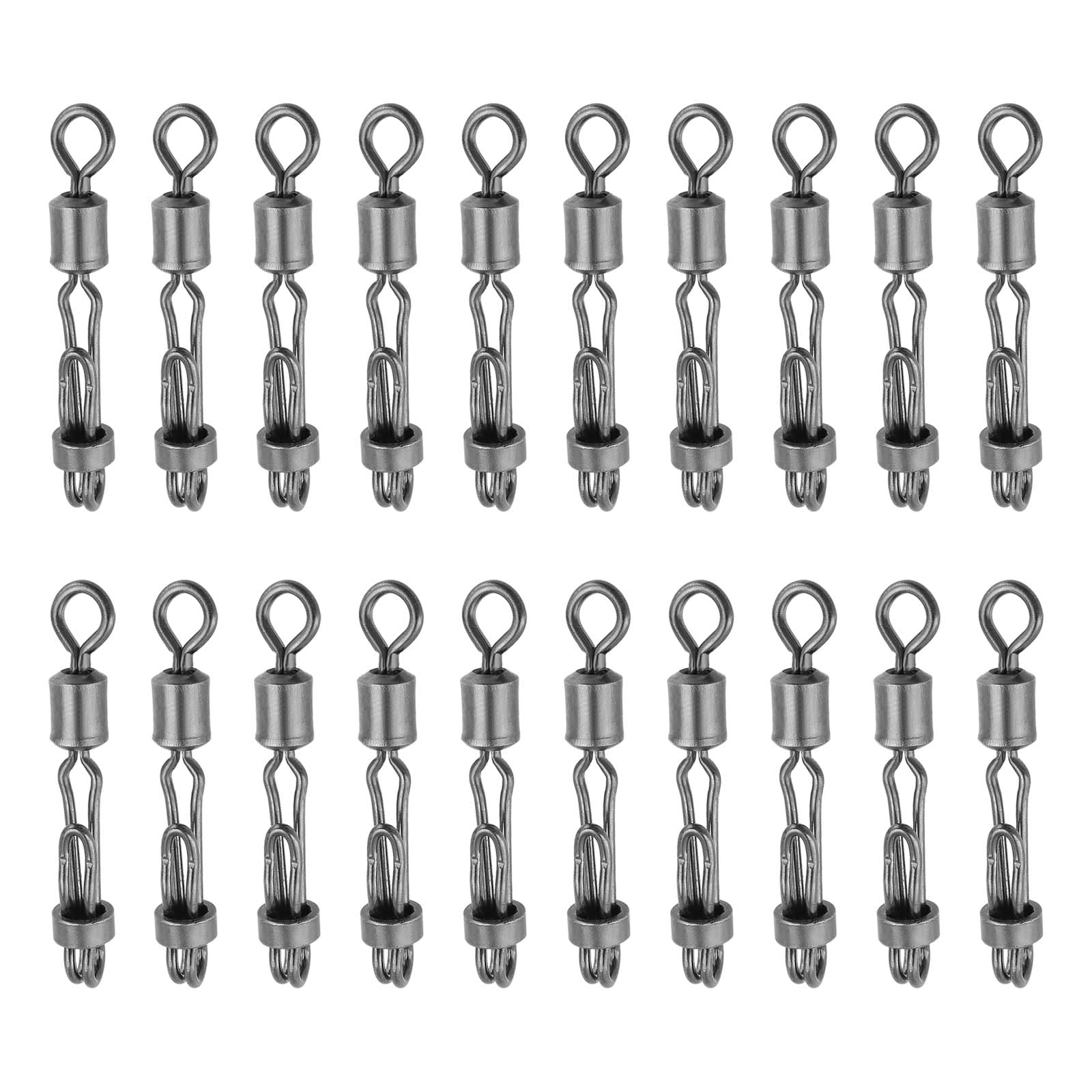 Be In Your Mind 20PCS Fishing Swivels Length 19mm Tensile Strength 28.5kg Carp Fishing Line Connector Suitable for Freshwater and Saltwater Fishing Stainless Steel and Brass Rolling Swivel