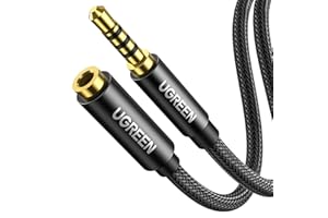 UGREEN Headphone Extension Cable 4 Pole TRRS 3.5mm Extension with Microphone Male to Female Stereo Audio Cable Gold Plated Ny