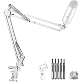InnoGear Boom Arm Microphone Mic Stand for Blue Yeti HyperX QuadCast SoloCast Snowball Fifine Shure SM7B and Other Mic, White