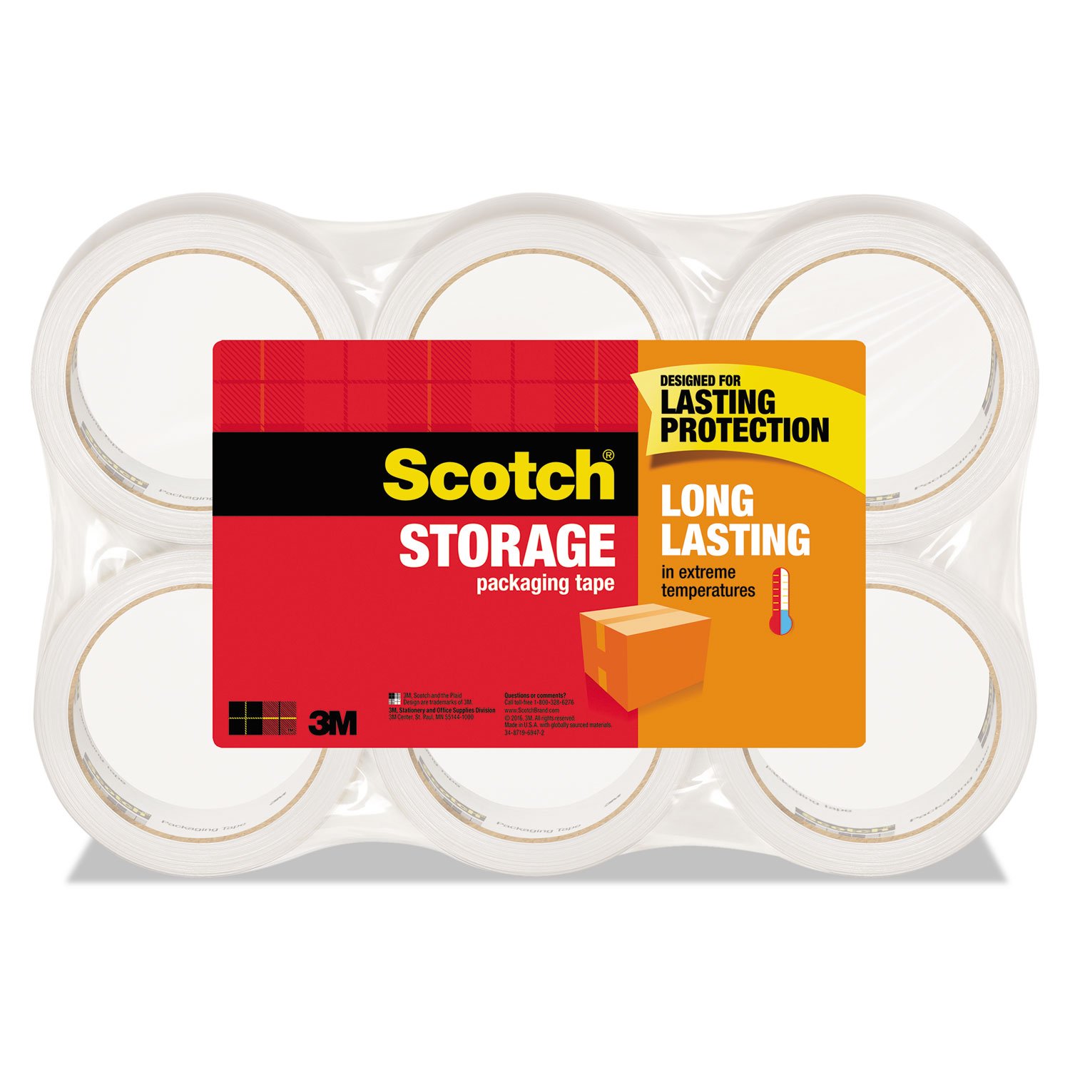 Photo 1 of **Only 5** Scotch Long Lasting Storage Packing Tape Rolls, Clear, Storage Tape Withstands Extreme Temperatures, 1.88 in x 54.6 yd, 6 Refill Rolls