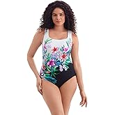 Longitude by Mimi Flamingo Women's Swimwear Bora Bora Panel Scoopneck Tank One Piece Swimsuit, Multi, 14