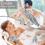anezus Exfoliating Back Scrubber Bath Gloves Grey Set 1pc + 1pair view 2