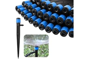Rolcoassuns 100PCS Irrigation Drippers Drip Emitters, Micro Spray Adjustable 360 Degree Full Circle Pattern Water Flow Bubble