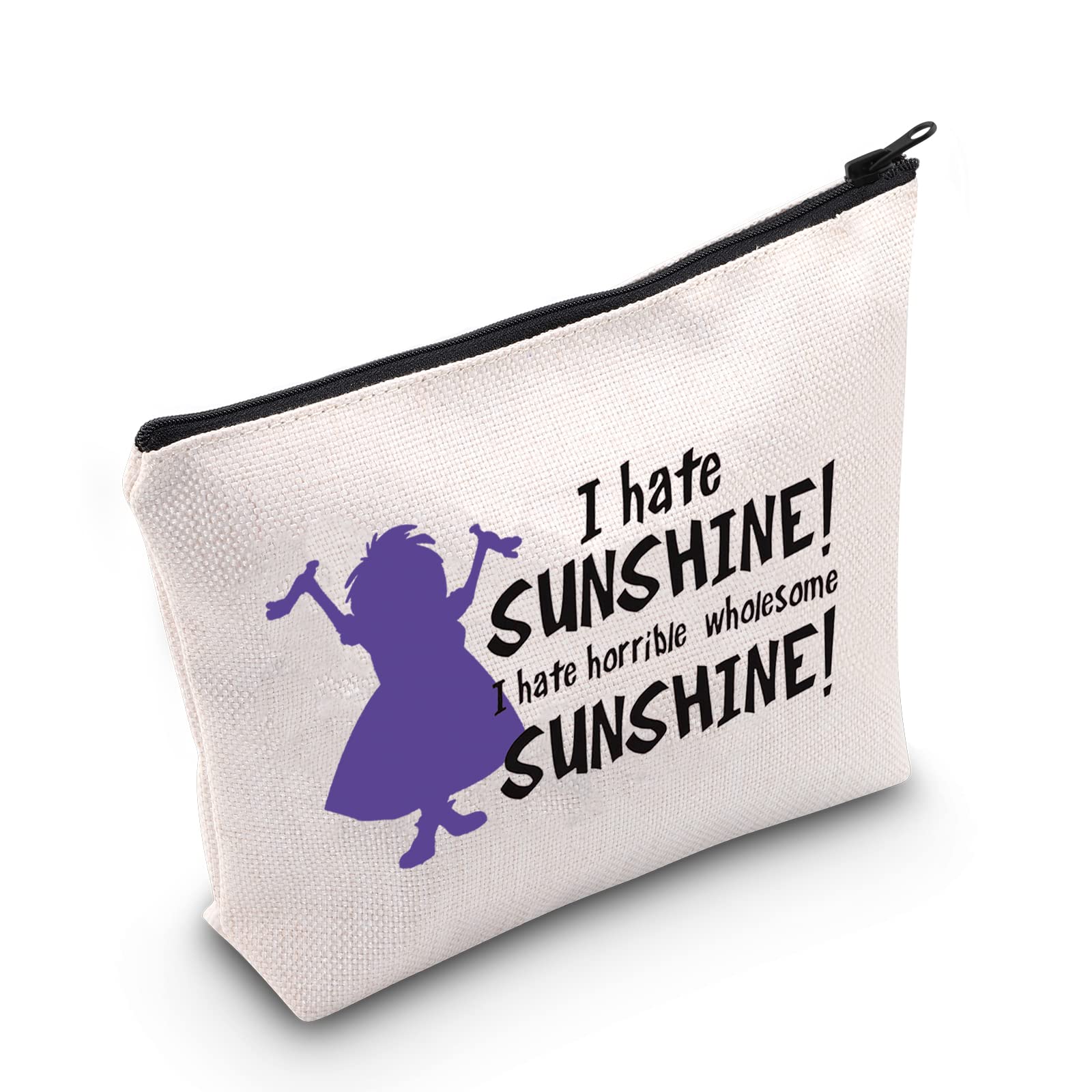 LEVLO Madam Mim Cosmetic Bag Movie Fans Gift I Hate Sunshine I Hate Horrible Whole Some Sunshine Makeup Zipper Pouch Bag For Women Girls, I Hate Sunshine, Make Up Bag