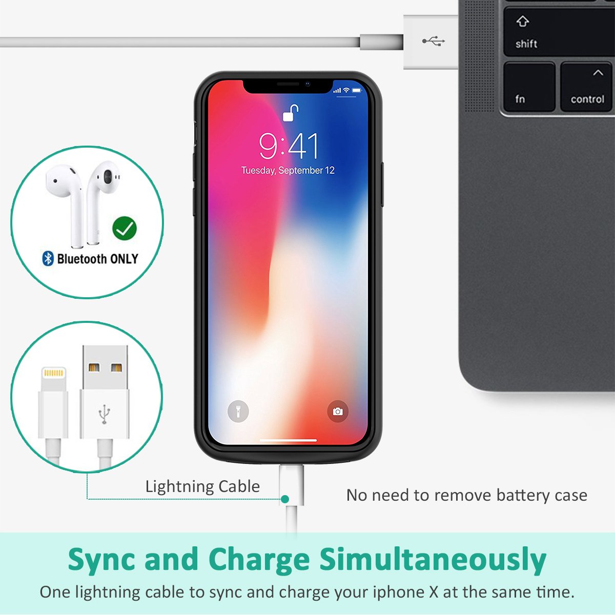 iPhone Xs/ X Battery Case, Stoon 6000mAh Portable Charger Case