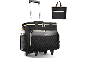 Ytonet Rolling Teacher Bag, 15.6 Inch Rolling Laptop Bag with Detachable Dolly & File Teacher Tote, Large Roller Briefcase for Women Teaching Office Work Craft Nurse, Black