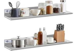 Profeeshaw Stainless Steel Shelf Wall Mounted Commercial Stainless Steel Shelves 8.6 * 30 Inch 58lb Heavy Duty Commercial Kitchen Shelf for Restaurant, Bar, Utility Room, Kitchen and Garage