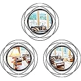 Cityelf 3 Set 13 Inch Black Circle Mirrors Wall Decor Iron Frame Wire Mirror Metal Circular Mirror Home Decor Hanging Mirrors for Room/Bedroom/Bathroom/Entryway