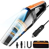 FRESMOL Car Vacuum, Portable Car Vacuum Cleaner High Power 8000Pa, Small 12V Handheld Vacuum with LED Light,16.4Ft Corded, De