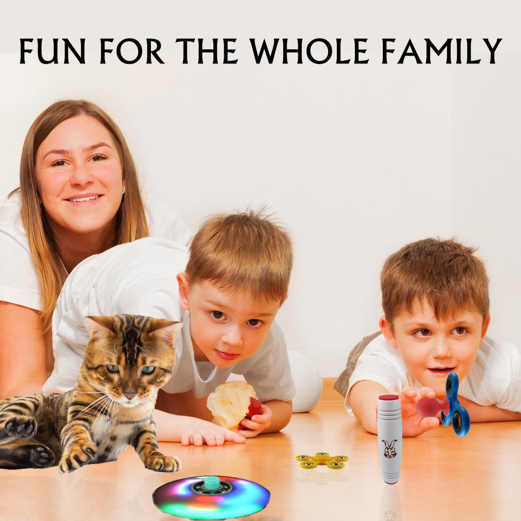 Best Fidget Spinner Set, Including 3 Spinners: LED Fidget Spinner, Blue High Speed Tri Spinner, Flower Spinner for Small Hands and the New Fidget Stick Toy. 2 Free Surprising Bonuses Inside!