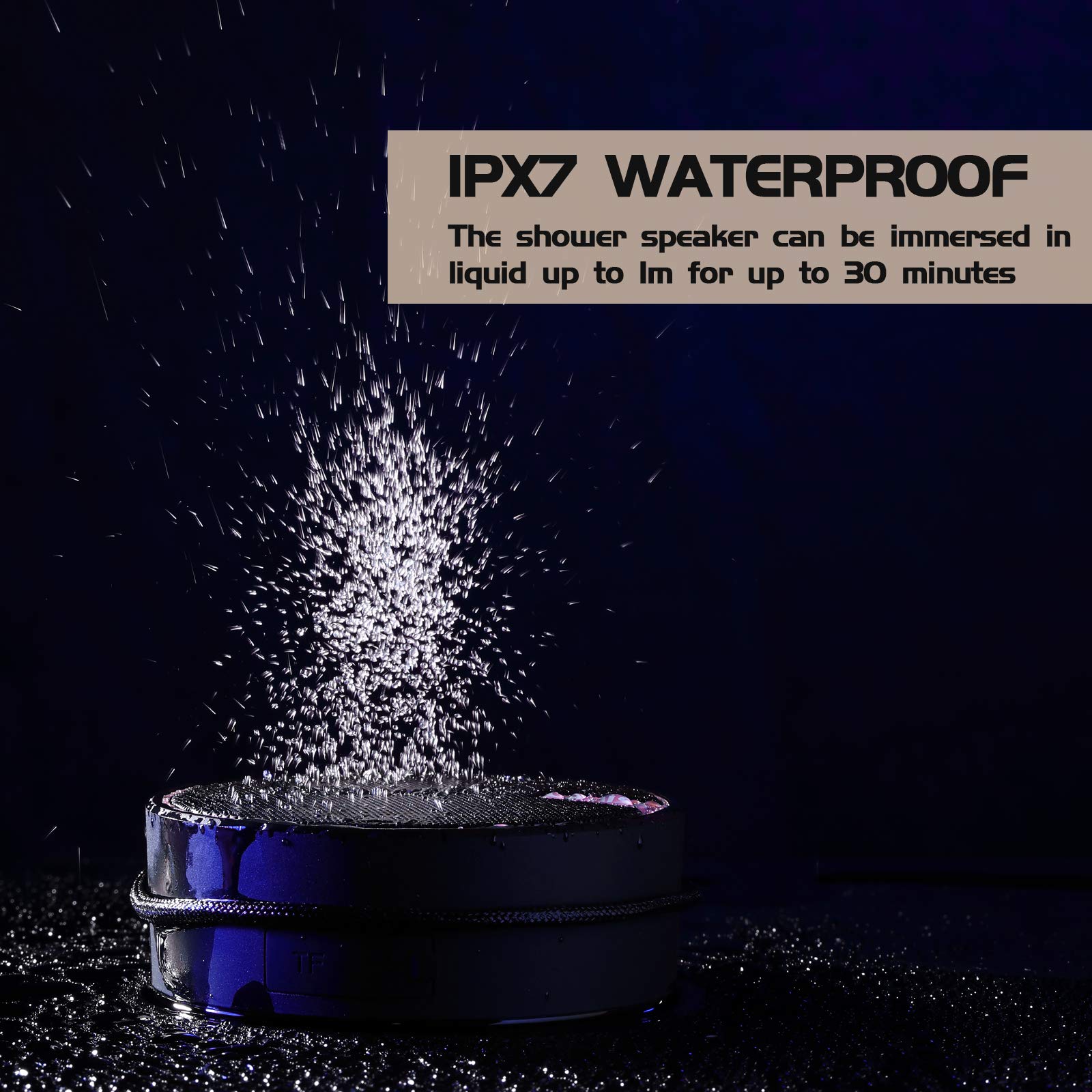 INSMY Portable Shower Bluetooth Speaker, IPX7 Waterproof Wireless Outdoor Speaker with HD Sound, Support TF Card, Suction Cup for Home, Pool, Beach, Boating, Hiking