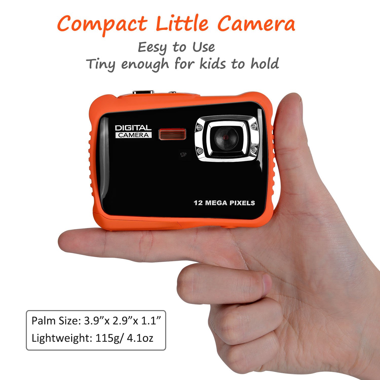 Waterproof Digital Camera for Kids, LINNNZI 12MP HD Underwater Action Camera Camcorder with 2.0 Inch LCD Display, 8x Digital Zoom, Flash and Mic