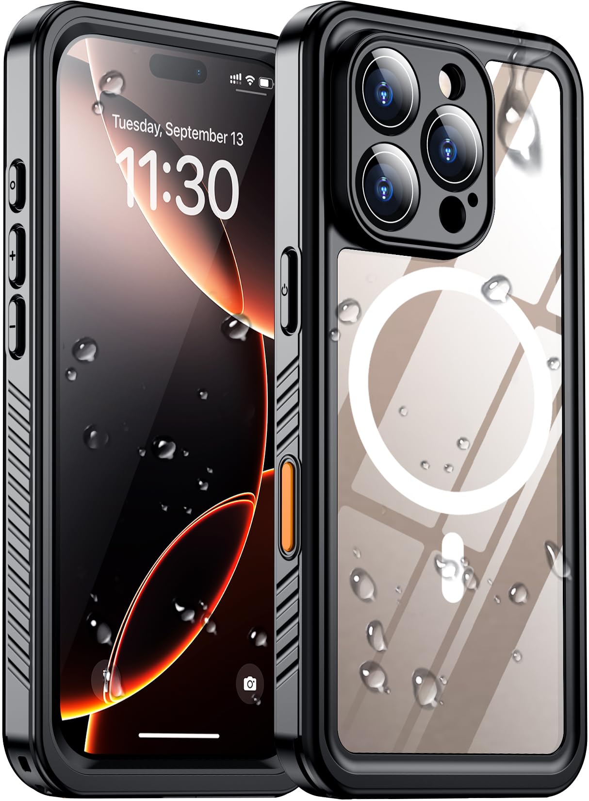 Photo 1 of Temdan Compatible with iPhone 16 Pro Max Case Waterproof, Compatible with MagSafe Built-in Screen & Camera Protector IP68 Underwater Full Body 16FT Military Dropproof Shockproof Phone Case 6.9"-Black