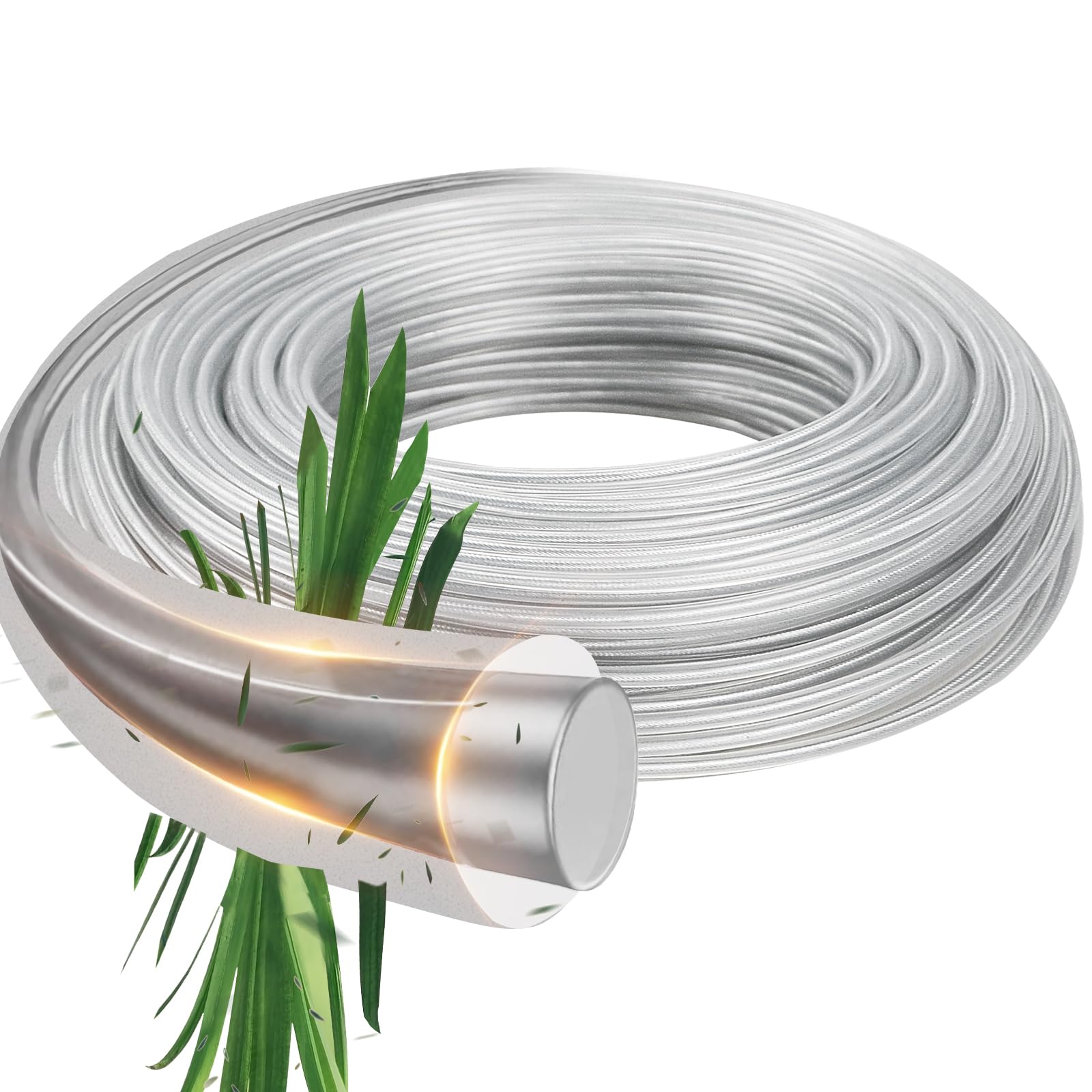 FTJKGH Heavy Duty Strimmer Wire, 3mm*40M Grass Trimmer Line, Metal Strimmer Wire, Nylon Steel Wire Core Brush Cutter Line, Garden Strimmer Cord Heavy Duty Petrol Strimmer Wire for Over Grown Weeds