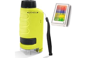 YAMIELO 2 Pack Miniscope Kids, Portable Mini Microscope for Kids, with 12 Microscope Slides (Yellow,2Pack)