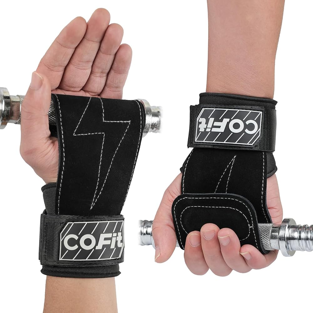 COFIT Wrist Straps for Weightlifting Dual-Layer Oxford Leather Black Standard