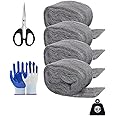 DEMIBAZ Steel Wool Mice Repellent - 4 Rolls of Steel Wool (14ft x 3.1in, Coarse Grade #3), Scissors & Glove - Keep Mice Away