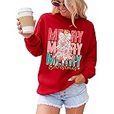 MULOIUDZ Women’s Christmas Sweatshirt Bow Merry Xmas Tree Crewneck Pullover Long Sleeve Sweater Oversized Tops Holiday Shirts