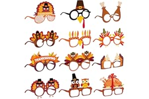 BigOtters Thanksgiving Glasses, 12PCS Turkey Eyeglasses Cosplay Party Glasses Photo Prop for Thanksgiving Day Supplies