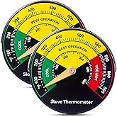Frienda 2 Pcs Wood Stove Thermometer, Magnetic Gas Oven Temperature Guage Wood Fire Stove Accessories for Burning Top Gas Pellet Fireplace Flue Avoiding Destroyed by Overheat