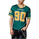 SHENHE Men's Y2k Jersey Shirts Vintage Number Graphic Oversized V Neck Tops Streetwear