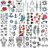 STEK 64 Sheets Waterproof Tiny Temporary Tattoos Rose Skull Face Body Art for view 4
