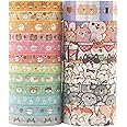 YUBX Cute Pets Washi Tape Set 18 Rolls Skinny Gold Embellishment Decorative Masking Tapes for Arts, DIY Crafts, Journals, Planners, Scrapbook, Wrapping (Puppies) (Puppies)