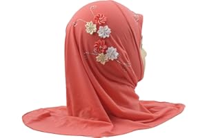 Modest Beauty girls Muslim Islamic Scarf Hijab Handmade flower lovely Rhinestone Headscarf for Kids