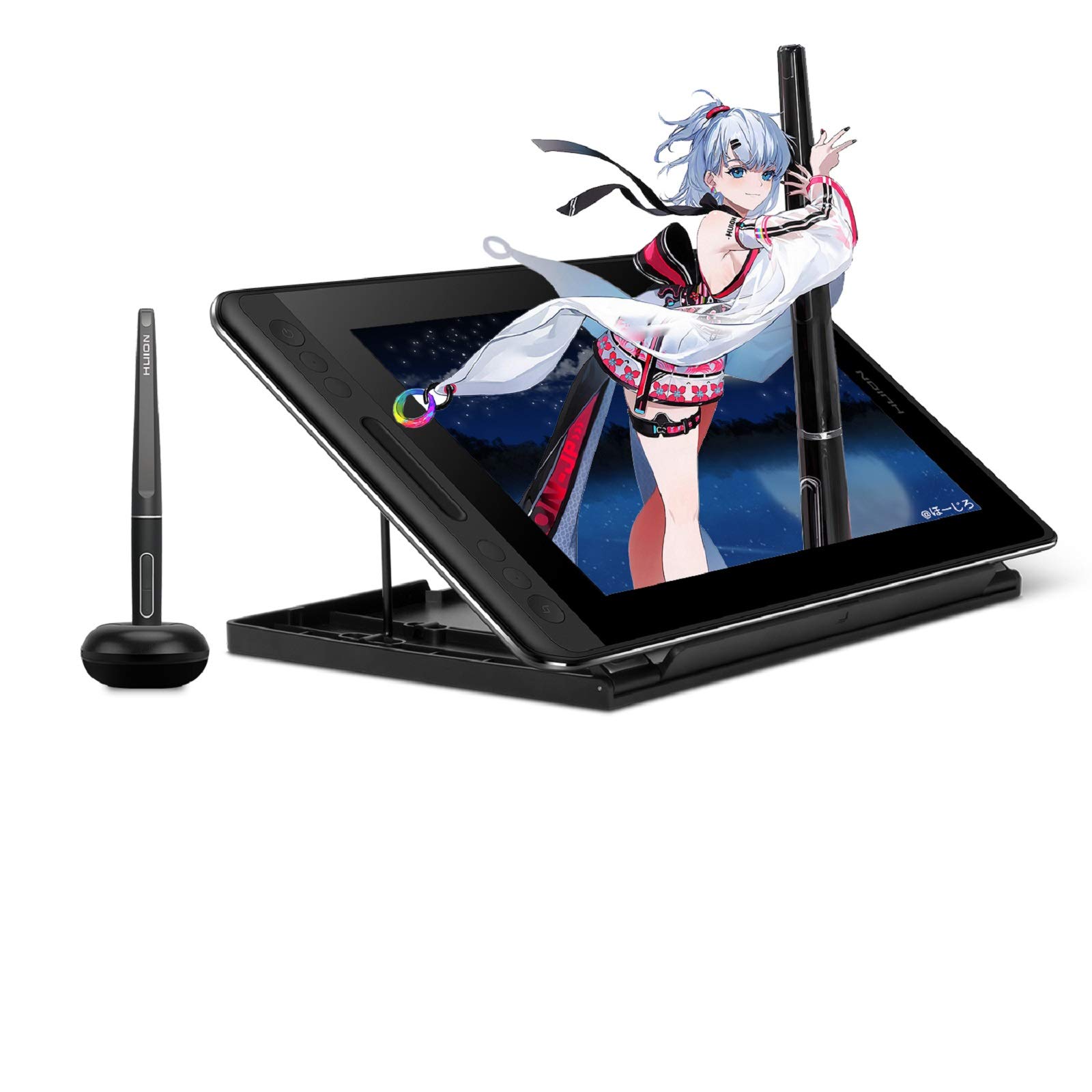 HUION Kamvas Pro 12 11.6 Inch Drawing Tablet with Screen Battery-free Pen with Tilt Function 4 Express Keys & 1 Touch Bar with Adjustable Stand Best Gift for Beginner Digital Graphic Artis