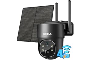 Xega 4G LTE Cellular Security Camera Solar, Wireless Outdoor No WiFi Security Camera, 2K HD PTZ Night Vision Motion Detection