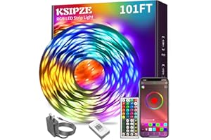 Ksipze 101FT led Lights Strip for Bedroom, Smart Music Sync RGB Color Changing with App and Remote Control, Power Supply Led 