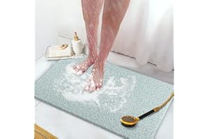 Zokbom Loofah Shower Mat, Non Slip Soft Textured Bath Mat with Drain, Phthalate Free Quick Drying Tub Mat Loofah Massage Mat 