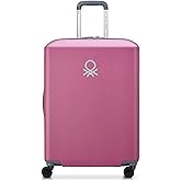United Colors of Benetton UCB Hardside Luggage with Spinner Wheels, Pink, Checked-Medium 23 Inch