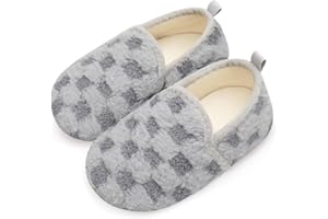 Scurtain Unisex Big Kids Little Kids Slippers Socks Artificial Woolen Slippers with Non-slip Rubber Sole for Big Boys Girls Little Boys Girls