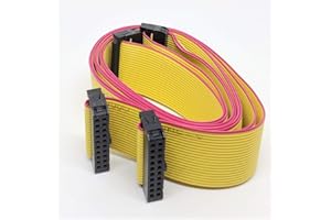 PC Accessories - Connectors Pro 20P 1.27mm 0.5" Pitch Yellow Flat Ribbon Cable with 2.54mm FC 20 Pins 2x10 Female to Female C