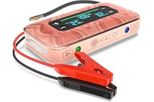 Halo Bolt Air+ 1750 Portable Vehicle Jump Starter with Air Compressor, Power Bank, Floodlight with Digital Display Charges Multiple Devices, Peach