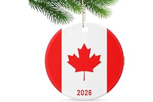 2026 Canadian Flag Christmas Ornaments for Tree Hanging, New Year Gifts Ideas for Friends Couple Family, Christmas Hanging Ke