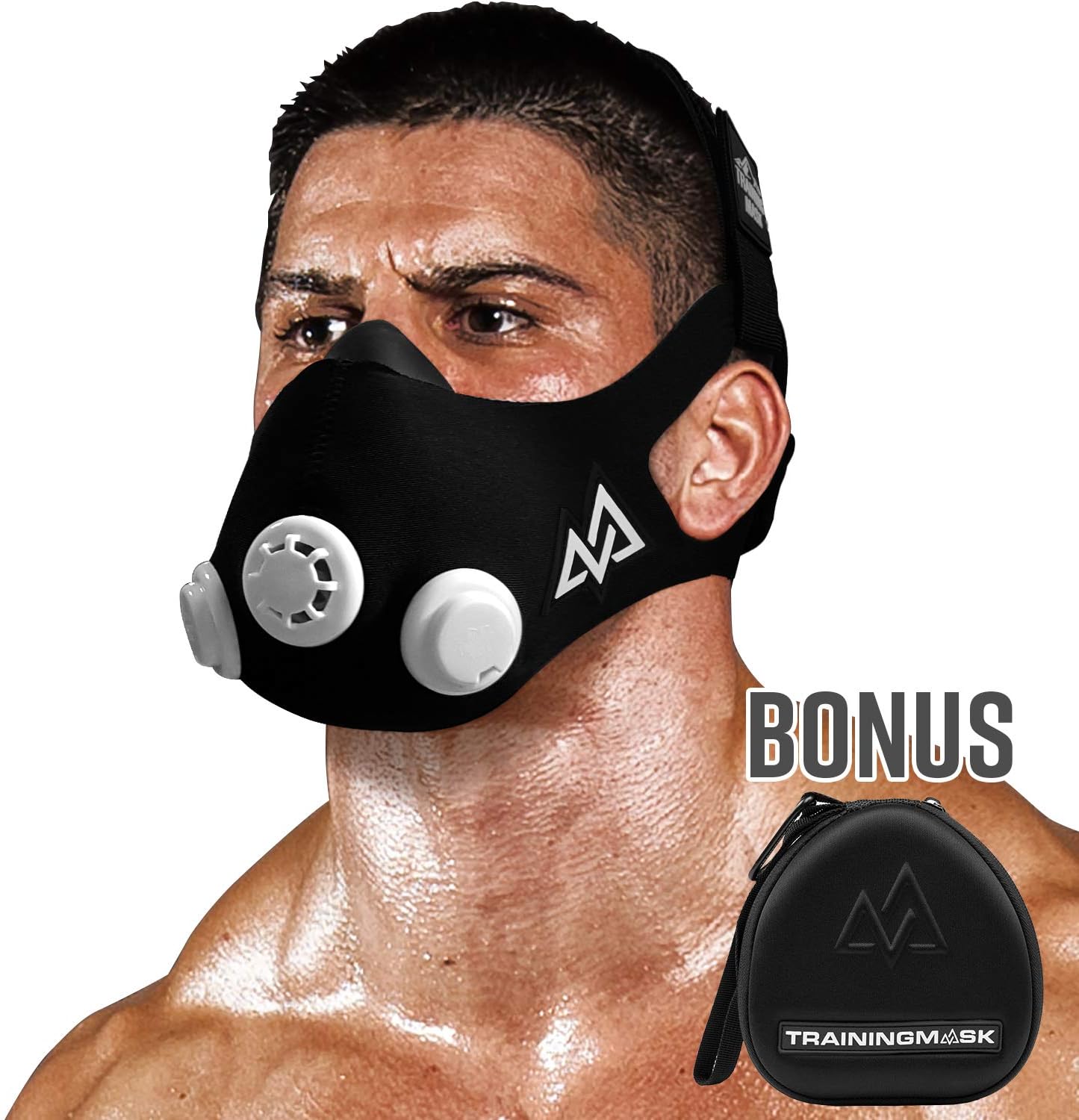 TRAININGMASK Training Mask 2.0 [Original Black + Case] Elevation, Fitness Mask, Workout Mask, Running Mask, Breathing Mask, Resistance Mask