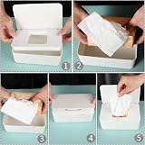 Yoosso 2-in-1 Reusable Wipes Holder Dispenser with Lid Gray White view 5