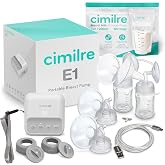E1 Portable Breast Pump &amp; Breast Milk Storage Bags Bundle &ndash; Compact Double Electric Pump with 120 Leak-Proof 7oz Bags for On-The-Go Pumping &amp; Milk Storage