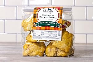 Ackroyd's Scottish Bakery One Dozen Fresh Baked Scones - Afternoon Tea, Breakfast in Bed, Brunch (360 grams, Cranberry Orange)